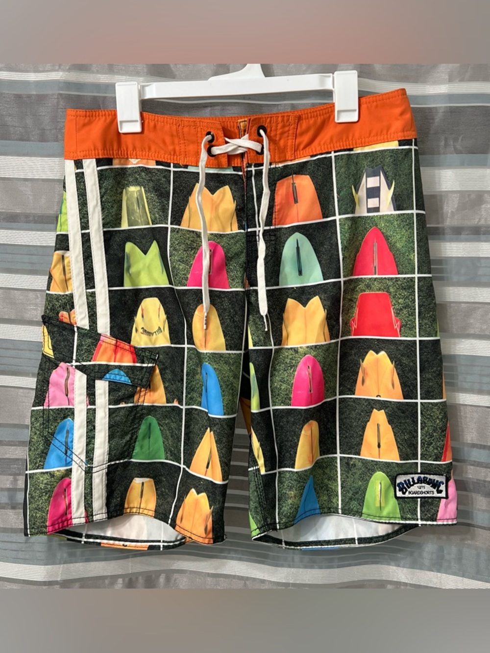 Billabong Colorful Surfboard Grid Boardshorts - Orange Waistband